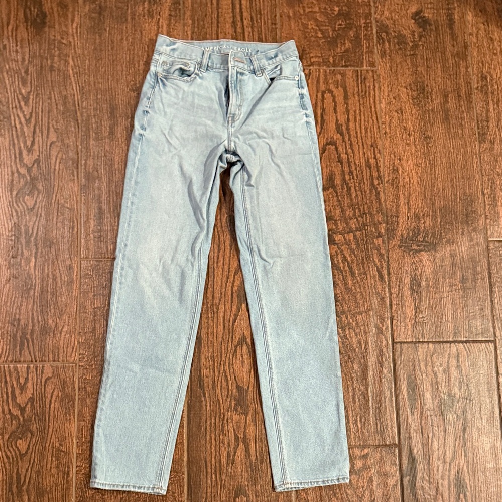American Eagle Outfitters Super High Rise Straight Light Wash Jeans